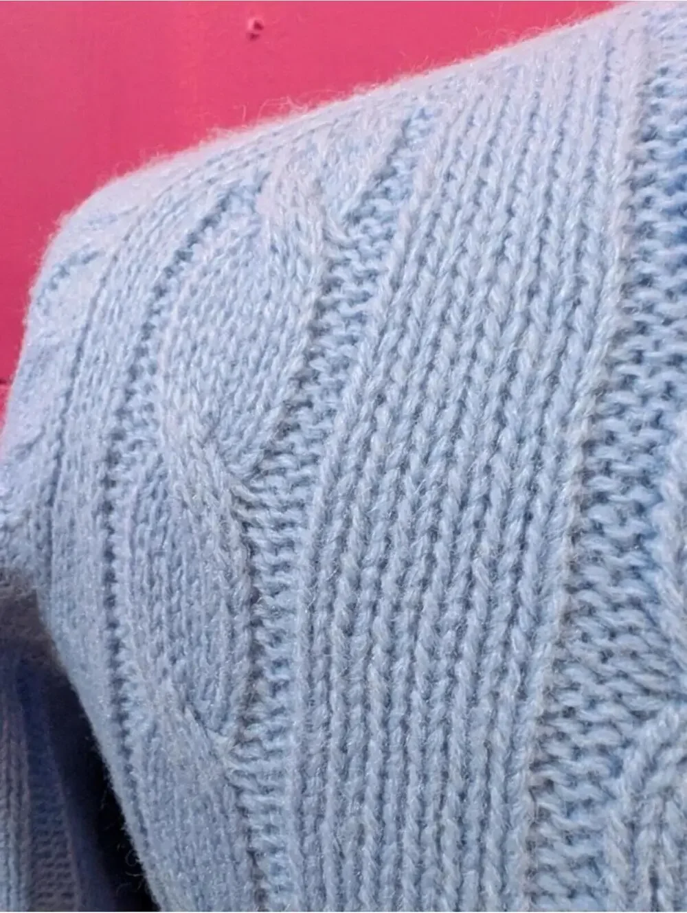 Vintage Blue Cable Sweater Y2K Acrylic S